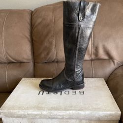 Bed/stu Jacqueline Wide Calf Boots Black Rustic Size 8.
