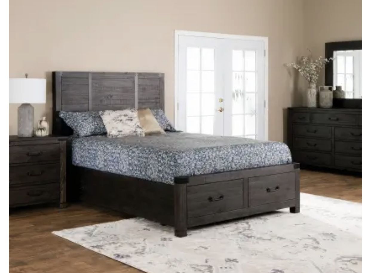 Abington Weathered Charcoal Eastern King Storage Bed