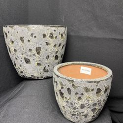 Black Lava Ceramic Pots-Ceramic Garden Planters($35 set of two)