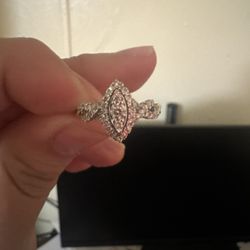  LoveSong EcoLove 3/8 CTW Lab Grown Diamond Promise Halo Marquise Shaped Ring in 10KT White Gold