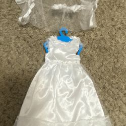 18 inch for American girl doll white dress wedding dress flower girl dress baptism dress  