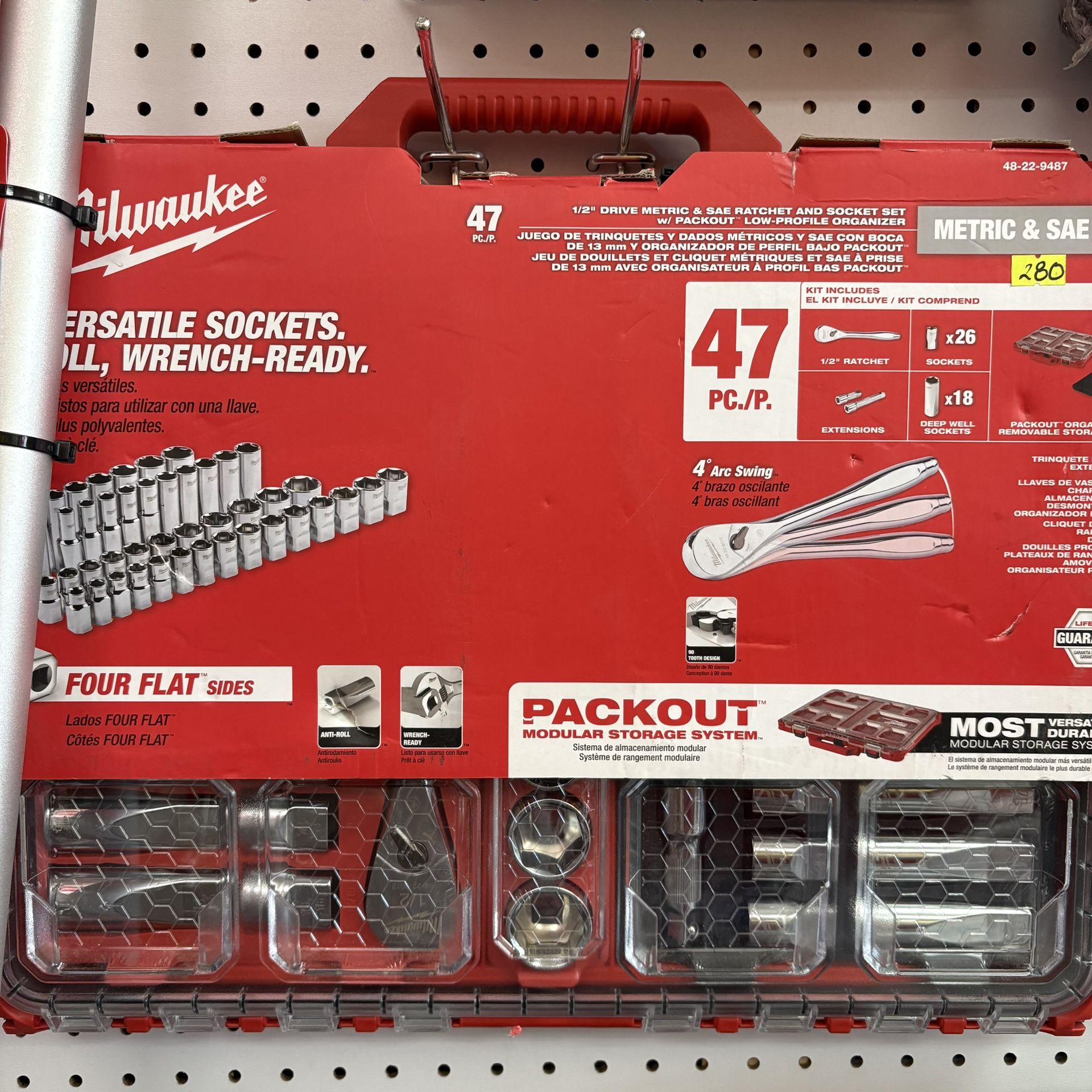 Milwaukee New 1/2” Metric Ratchet And Socket Set With Storage Pack out 