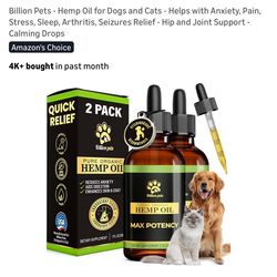 NEW  Hemp Oil for Dogs and Cats - Helps with Anxiety, Pain, Stress, Sleep, Arthritis, Seizures Relief - Hip and Joint Support - Calming Drops