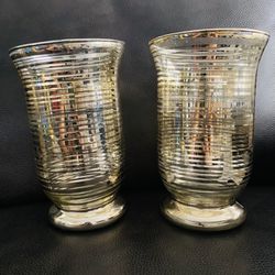 Beautiful Gold Mercury Vases / Candle Holders 