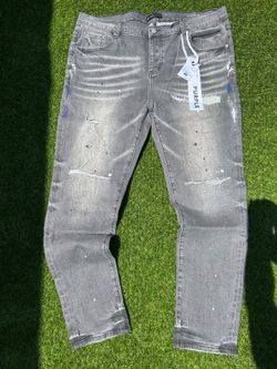 Purple Jeans Paint Splatter Gray straight leg