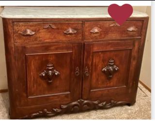 Gorgeous Solid Oak Sideboard w Marble Top