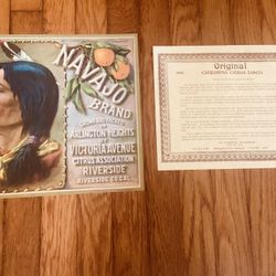 Riverside Ca Navajo Indian Orange Citrus Fruit Crate Label Retro Art Print