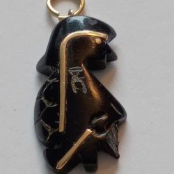 Black Stone And 10k Gold Charm 1.2 Gram
