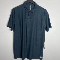 Vuori Strato Tech Polo Shirt Mens Large Navy Heather Blue NWT