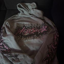 Grey and pink hellstar brainwashed hoodie