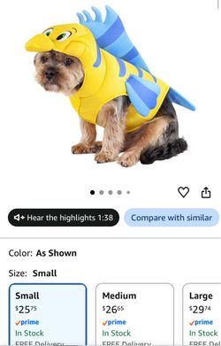 Disney Flounder Dog Costume Small