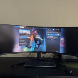 SAMSUNG 57" Odyssey Neo G9 (G95NC) Series Dual 4K UHD 1000R Curved Gaming Monitor, 240Hz, 1ms with DisplayPort 2.1,