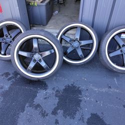 20" BLACK AND CHROME RIMS