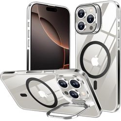 for iPhone 16 Pro Max Case, Compatible with MagSafe, Military-Grade Shockproof Protective Case, Built-in Stash Stand Phone Case, Scratch-Resistant Bac