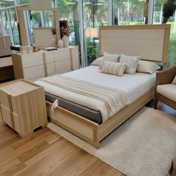 Bedroom Set 4 Pieces Wood Bedroom Led Lights NEW 