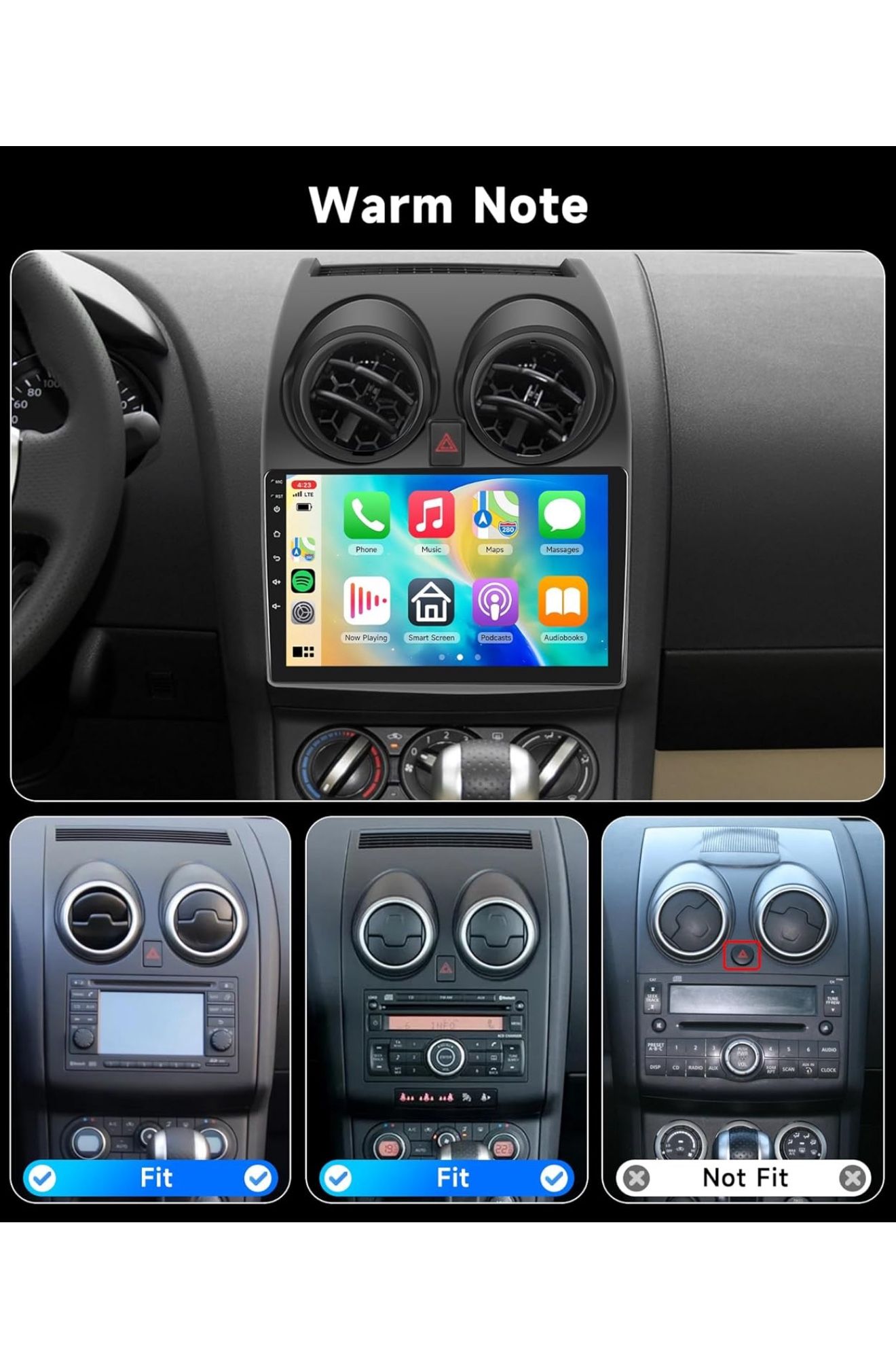 CAMECHO [4G+64G] Android 13 Car Stereo for Nissan Rogue 2008-2013, 9" IPS 1280 * 720P Touch Screen Car Radio with Carplay Android Auto Bluetooth DSP/G