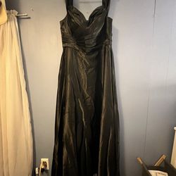 Full Length Black Satin Dress With Corset Back