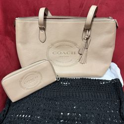 Used Beige And Burgundy Purse & Wallet