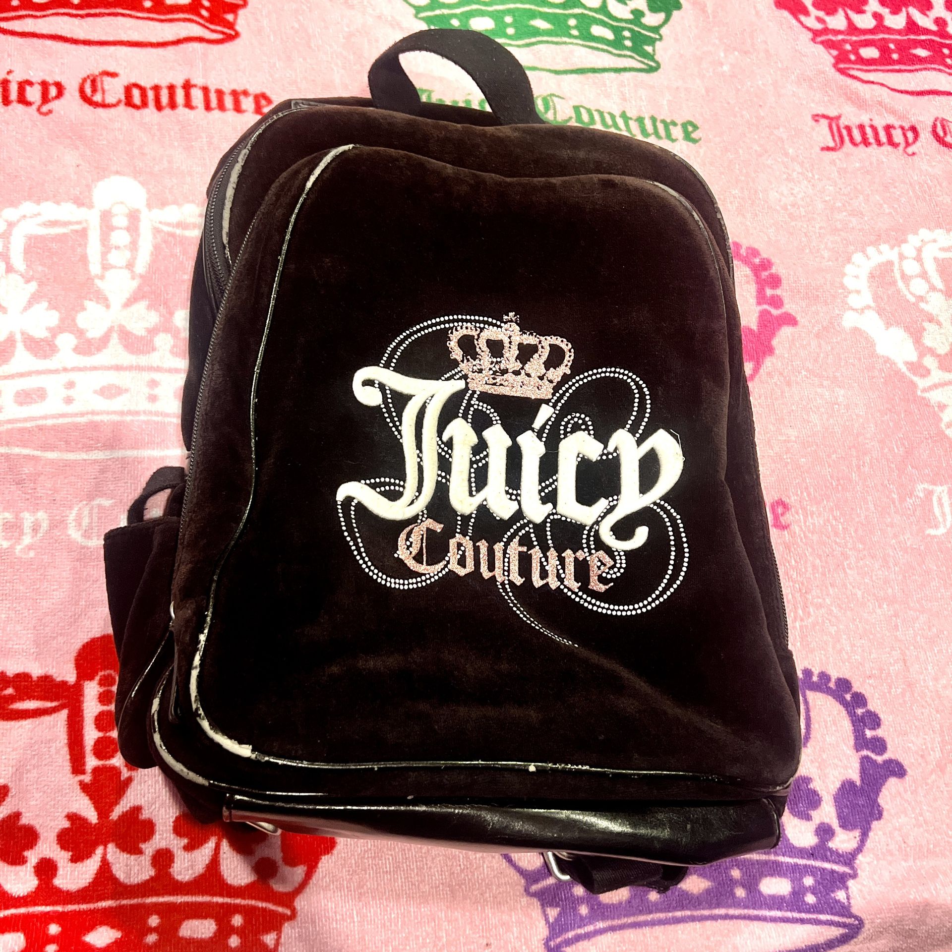 Vintage Black Juicy Couture Backpack Bag Purse Velour Y2K Mcbling #vintagejuicycouture #juicycouture #juicypurse #juicycouturepurse #y2kpurse #juicy