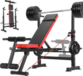 Adjustable Weight Bench 6 in 1 Weight Bench with Dumbbell Stand and Removable Foot Stand, 600lbs Press Bench with Weight Storage, Sit, Tilt, Flat, Wor