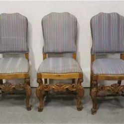 3 Antique Carved Wood Chairs 