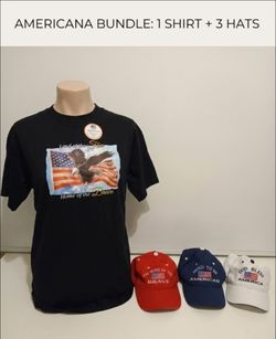 4th of July Outfit Bundle - Large Eagle Tee + 3 Flag Hats