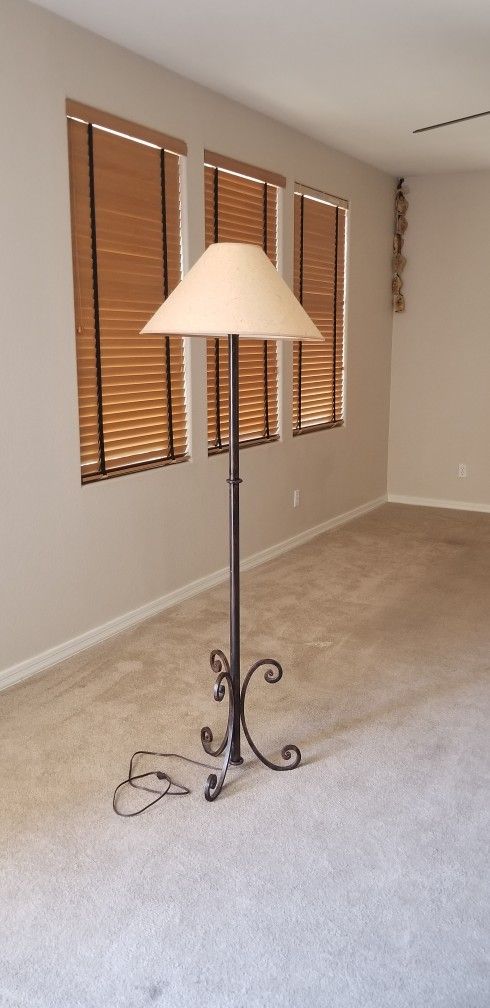 Rustic, Real Wrought Iron Floor Lamp - Very Solid, Imported From Mexico