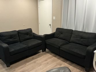 Black Fabric Loveseat Set of 2