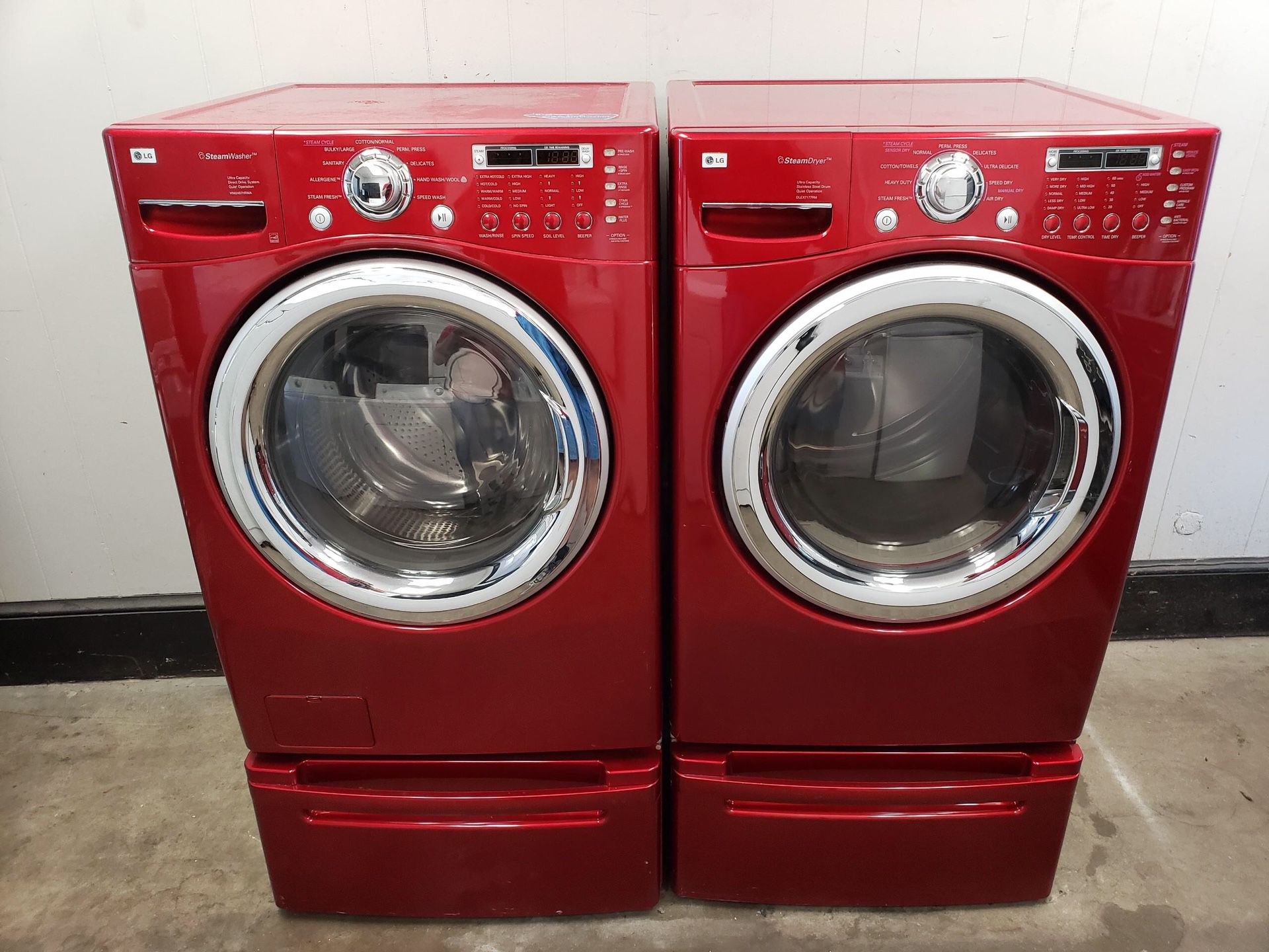 Candy Apple Red LG Steam Front Load Washer And Dryer (Same Day Rain Delivery)