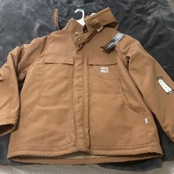 New Men’s Carhartt FR Duck Jacket Size Large Regular With Snap-on Hood
