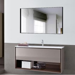 Bonverre 20"x 40" Rectangle Wall Mirror, Aluminum Frame for Bathroom, Vanity, Bedroom, Living Room, Mounted Horizontal or Vertical, Black