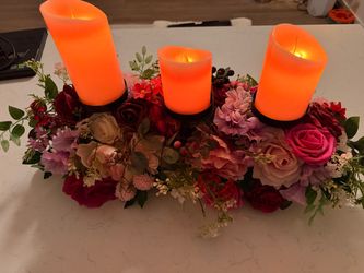 Floral Centerpiece with LED Pillar Candles