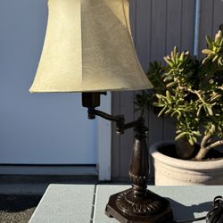 Corey Traditional Swing Arm Desk Table Lamp with Hotel Style USB Charging Port 21.75" High Bronze Metal Faux Leather Bell Shade for Living Room Bedroo