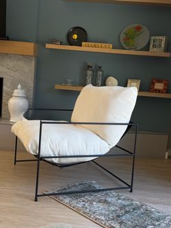 Modern Cream corduroy and metal accent chair