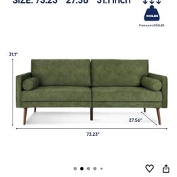 Olive Green Velvet Couch 