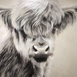 Beautiful Highland Cow Wall Art – 40×40  In🎨 Hand-Painted 🏡 Perfect for Your Home