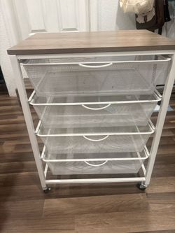 Metal Storage Cart with Mesh Drawers