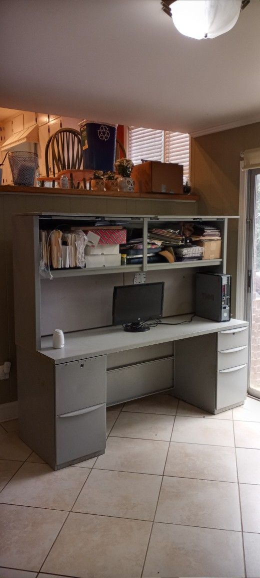 Office Desk With Credenza , Lighted 