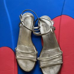 Ferragamo Flats Nice Gently Used Gold Leather + Plastic  Size 7B