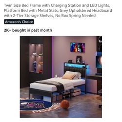 Twin Bed Frame with LED Lights