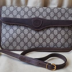 GUCCI GG Supreme Shoulder Bag/ Clutch & Crossbody PVC Beige Brown With COA