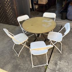 3 ft Round Table + 5 Folding Chairs – Great for Kids, Crafts, or Garage