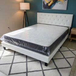 New QUEEN SIZE BED FRAME WITH MATTRESS NEW BEDROOM FURNITURE SET 