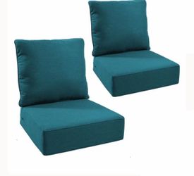 24 in. x 24 in. chair Cushion Set in Peacock Blue