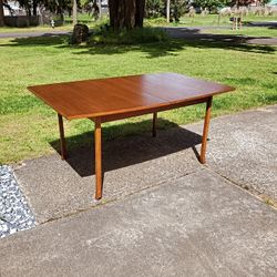 Mid Century Modern Walnut Dining Table With One Leaf Vintage 