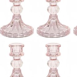 Glass candlestick set 4