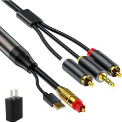 Digital Optical Cable to RCA Analog Audio Converter, Optical to 2 RCA and 3.5mm Digital to Analog Converter for TV/PS4/Xbox/DVD SPDIF/TOSLINK/Optical 
