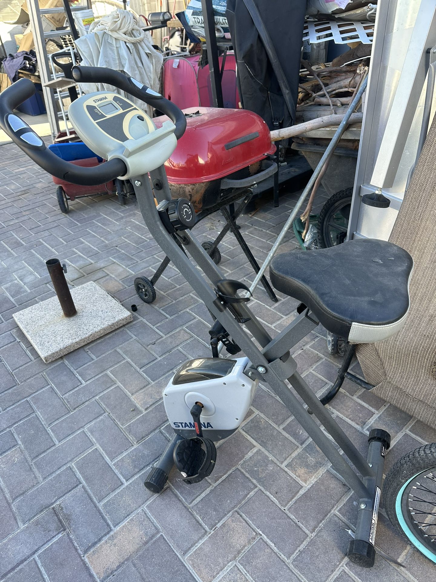 Stamina Cardio Folding Exercise Bike with Heart Rate Sensors and Extra Wide Padded Seat