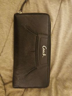 Coach Leather Zip-Around Wristlet Wallet