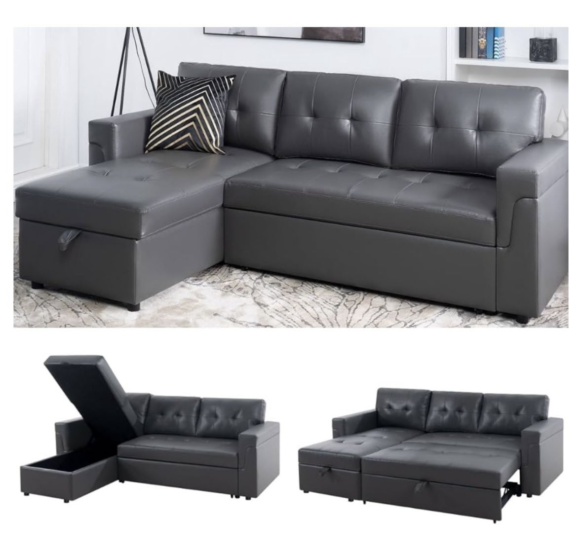 Sectional Sofa Sleeper with Storage Chaise
